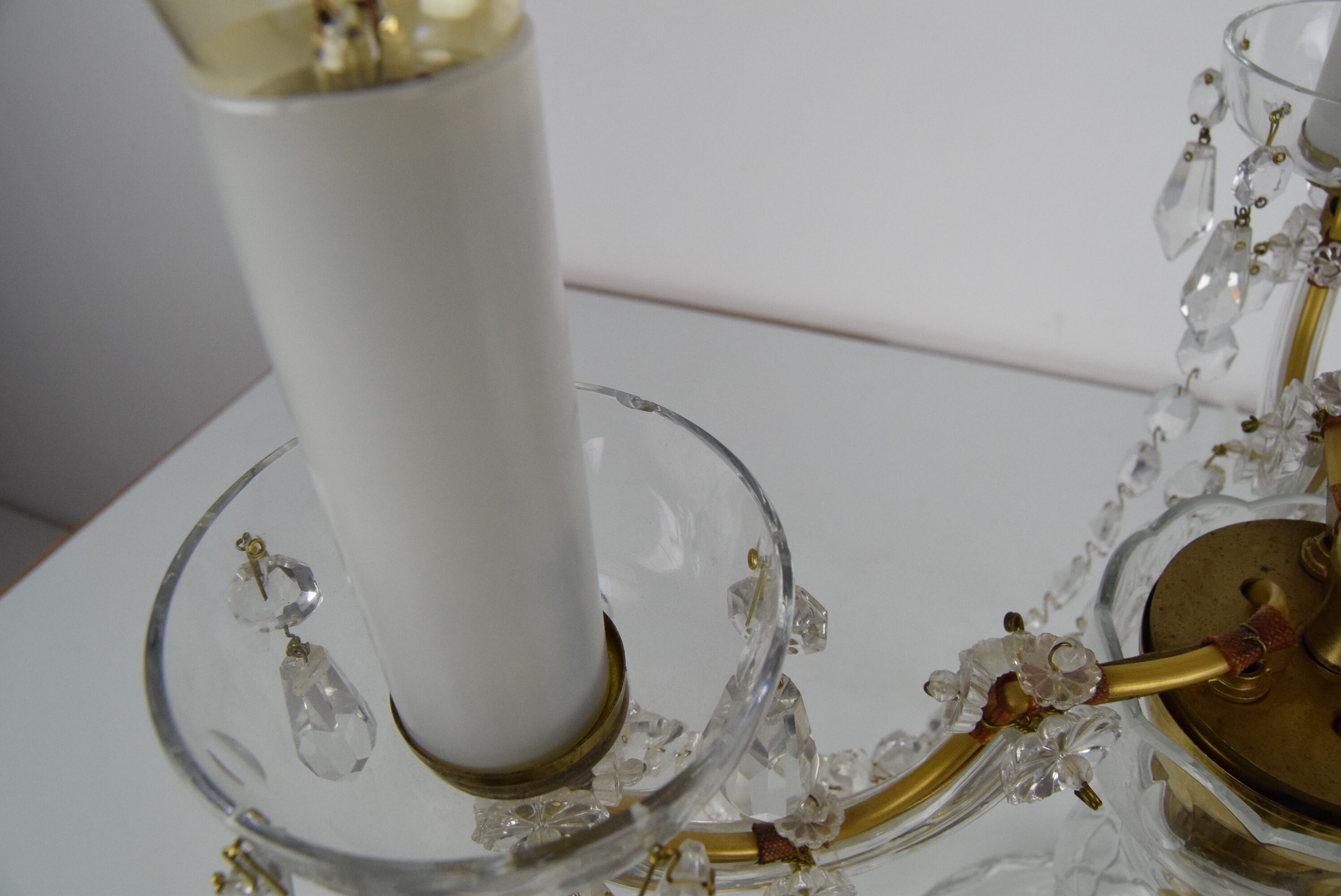 Mid-century Crystal Glass Table Lamp  by kamenicky Senov,1960's.