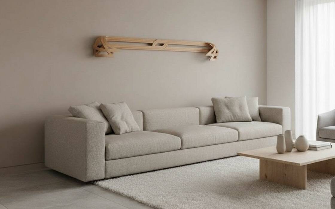 Vincent Gonzalez: sculpted curved wood wall light, 1970s design