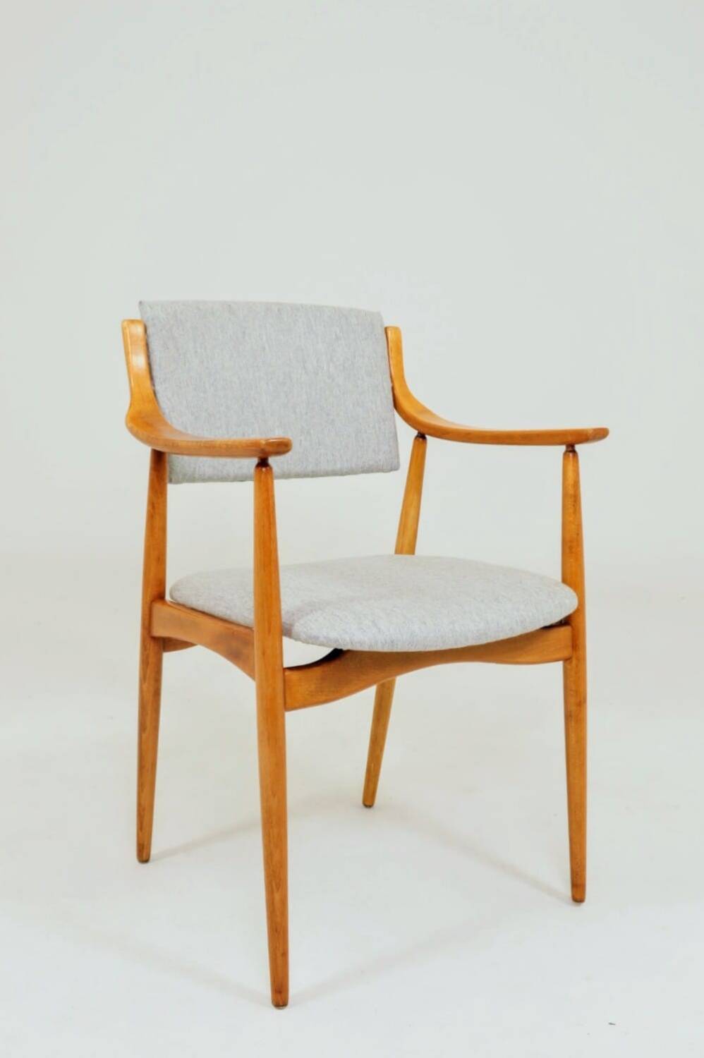 Vintage Scandinavian Armchair  fabric wool gray fully refurbished 1970