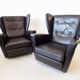 Howard Keith pair of black leather armchairs for HK Furniture