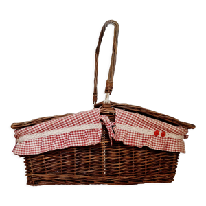 Panier pique-nique vintage en osier