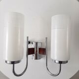 Double chrome and scandinavian teak wall lamp 50s