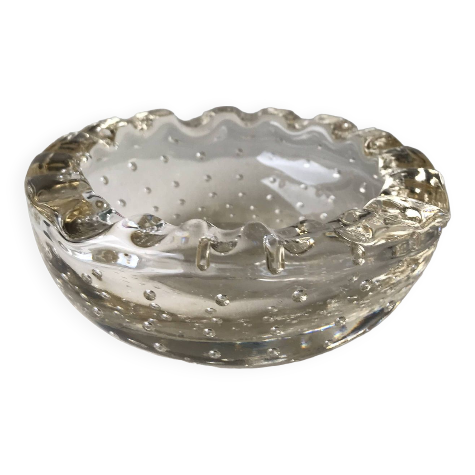 Daum Nancy France, bubbled ashtray or empty pocket, Circa 1930.