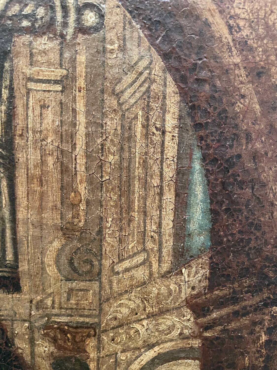 Ancient painting Pieta or Virgin of the Angustias of Granada 17th century