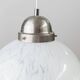 White Murano Glass Globe Pendant Lamp with Chrome Top – 1960s Space-Age, XL Mid-Century Ceiling Light