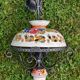 Suspension/chandelier old ceramic openwork flowers & wrought iron, circa 1960