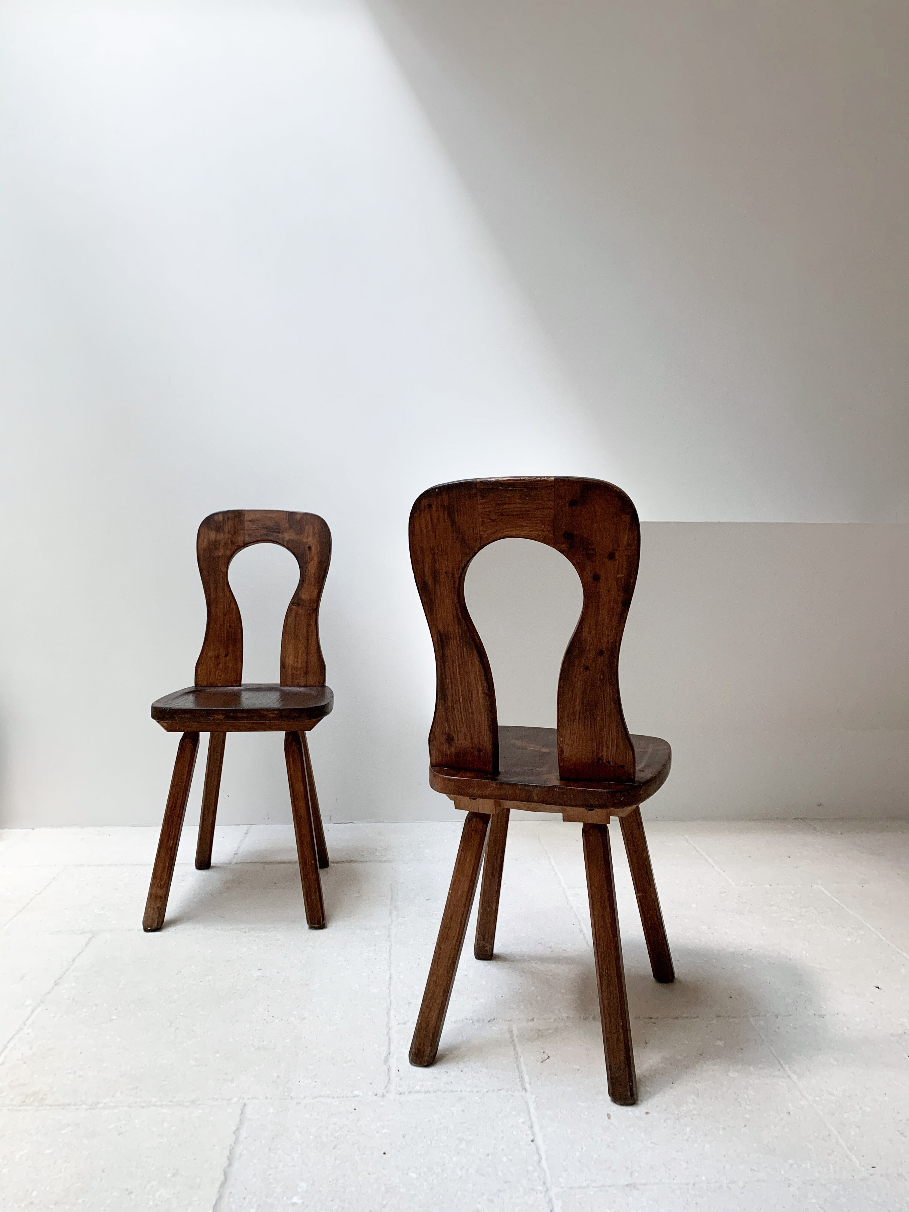 Pair of free-form wooden chairs, 1950S