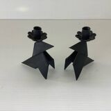 2 bougeoirs brutalistes formant des oiseaux, Danemark 1970