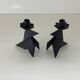 2 Small Vintage Candlesticks 1970s Denmark Brutalist Handmade Birds