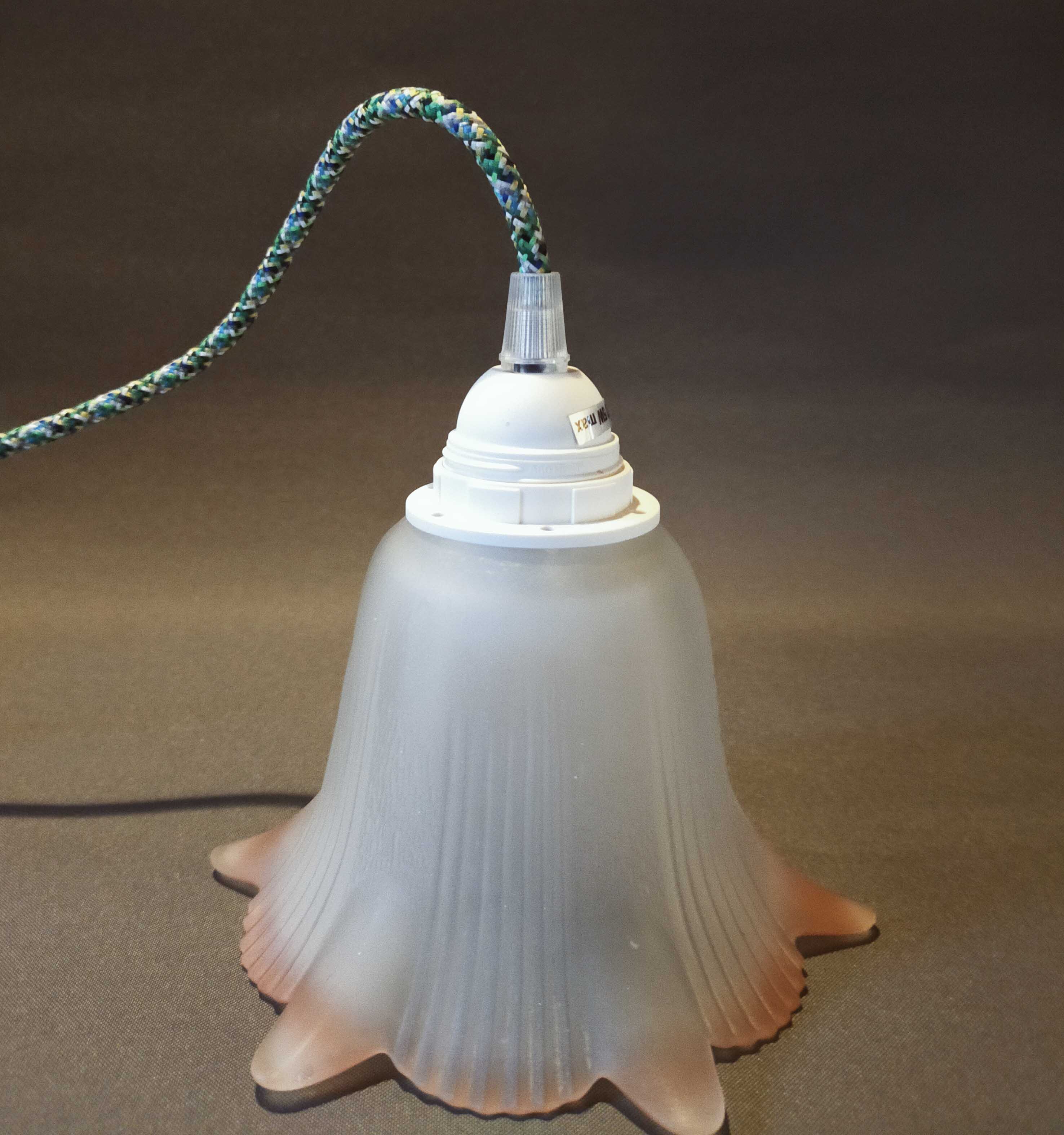 Tulip opaque glass border pink green cable