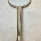 Toiletry set - metal and silk brush and hand mirror England from the 50s