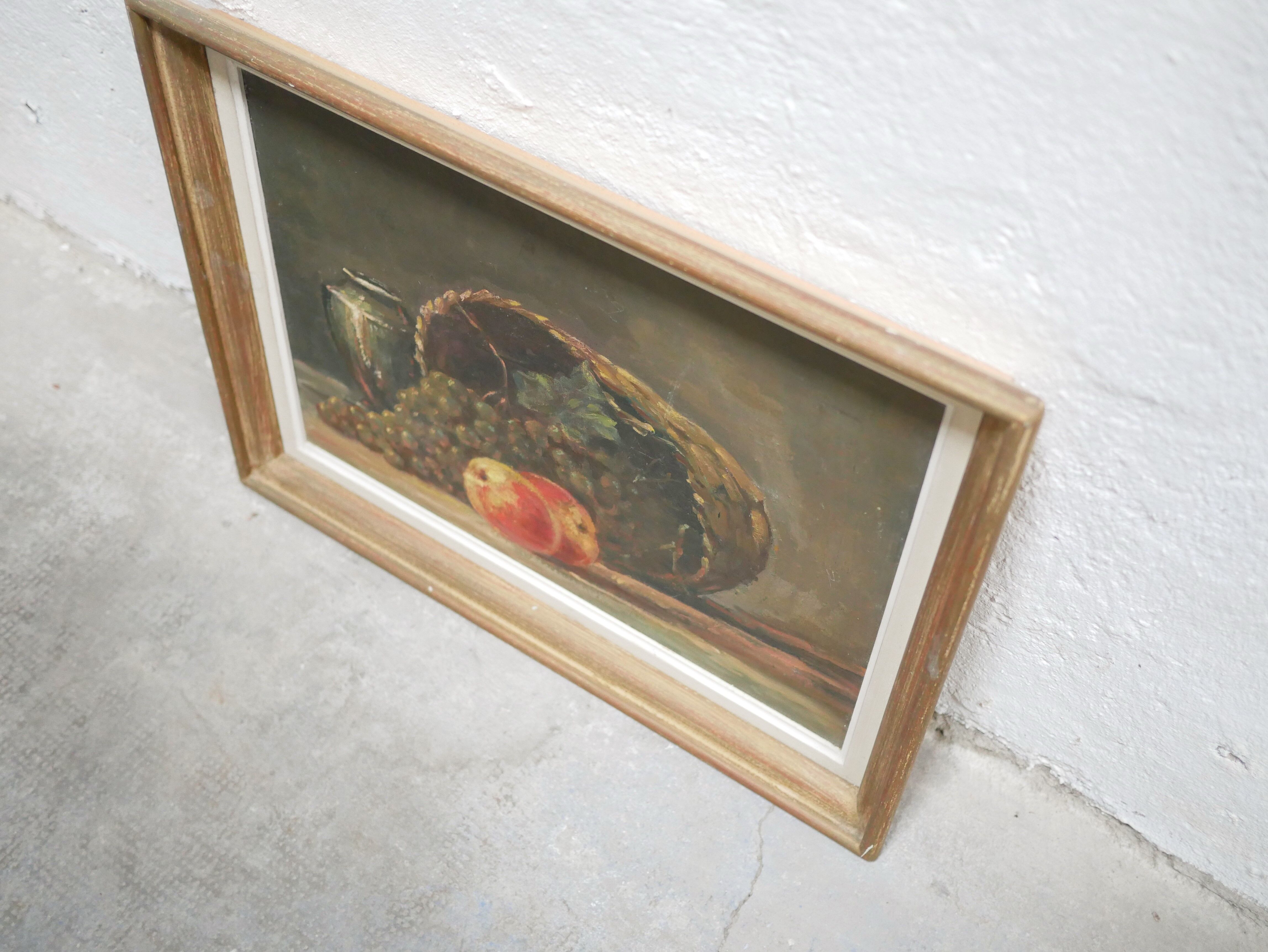 Old painting, still life, oil on panel