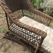 Chaise longue en bambou et rotin avec son matelas