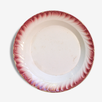 Flat hollow earthenware er white pink