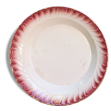 Plat creux en faïence blanche er rose