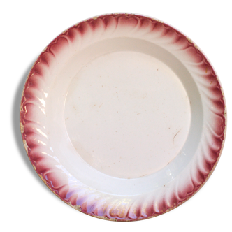 Flat hollow earthenware er white pink