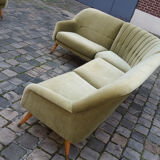 Danish Scandinavian modular corner sofa of years soft 50 green glossy