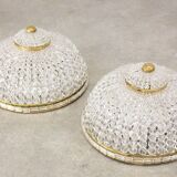 Mid-Century Czech Crystal and Brass Wall Lamp in Brass, 50s, set of 2