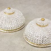 Mid-Century Czech Crystal and Brass Wall Lamp in Brass, 50s, set of 2