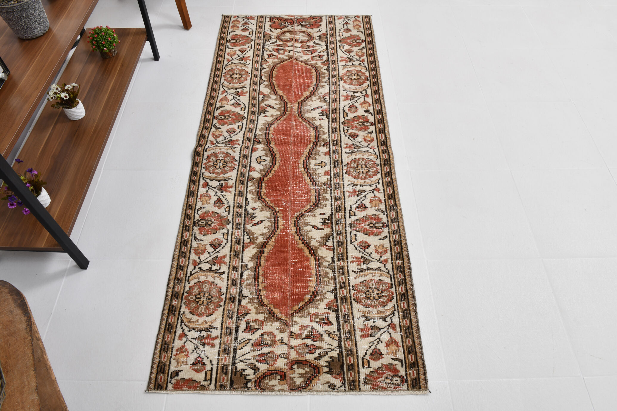 2x6 red & beige turkish runner rug 80x194cm