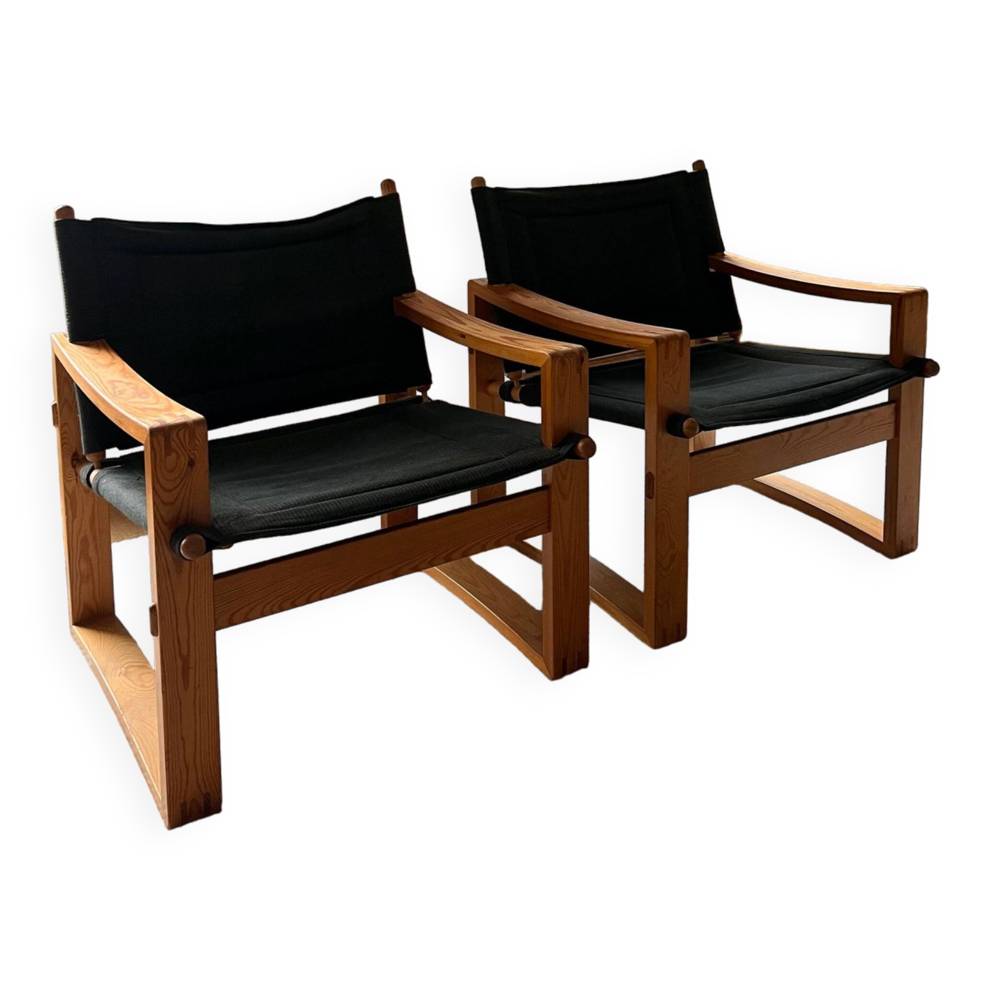 Mid Century Pair of Armchairs by Georg Jensen for Bernstorffsminde, Original Black Velvet