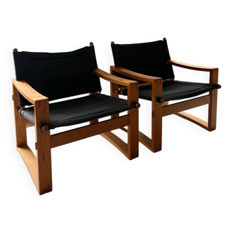 Mid Century Pair of Armchairs by Georg Jensen for Bernstorffsminde, Original Black Velvet