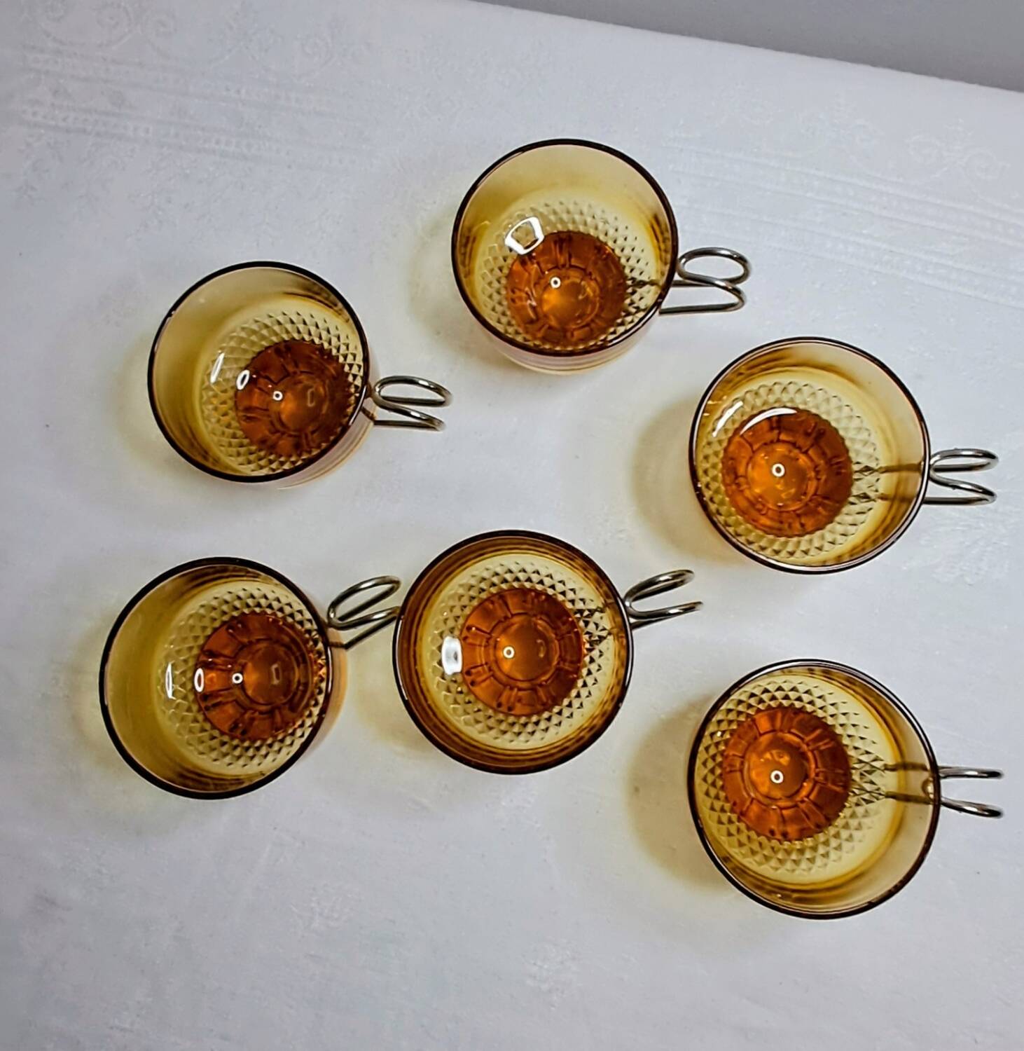 Amber glass espresso cups from the 1960s-70s. Italy