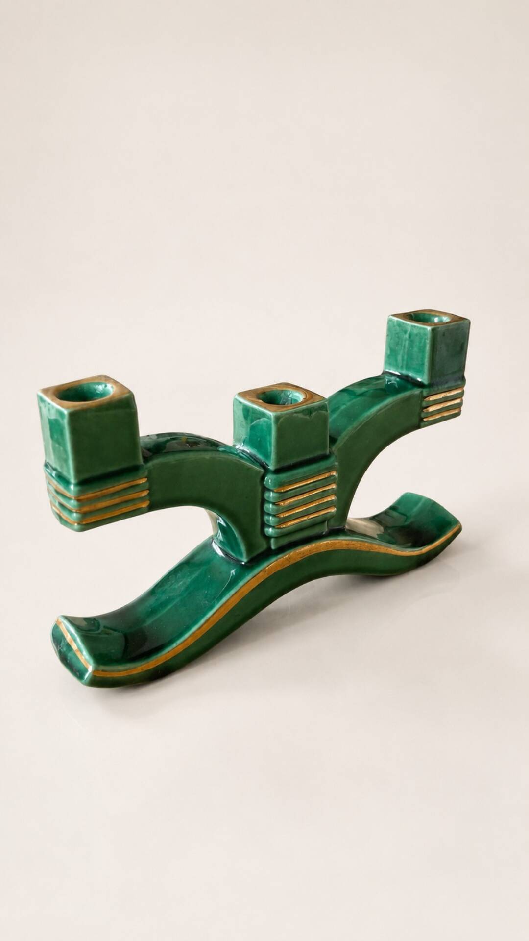 Art Deco ceramic candle holders