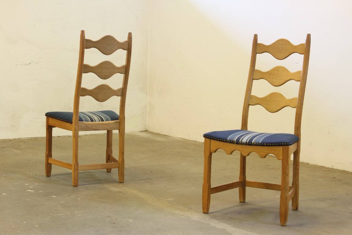 Chaises de salle à manger en chêne brutaliste danois des années 1960 dans le style de Kjærnulf