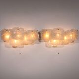 J.T. Kalmar Midcentury Ice Glass Wall Sconces Austria 1960