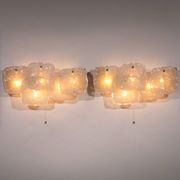 J.T. Kalmar Midcentury Ice Glass Wall Sconces Austria 1960