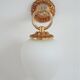 Hand sconce golden metal patinated opaline vintage