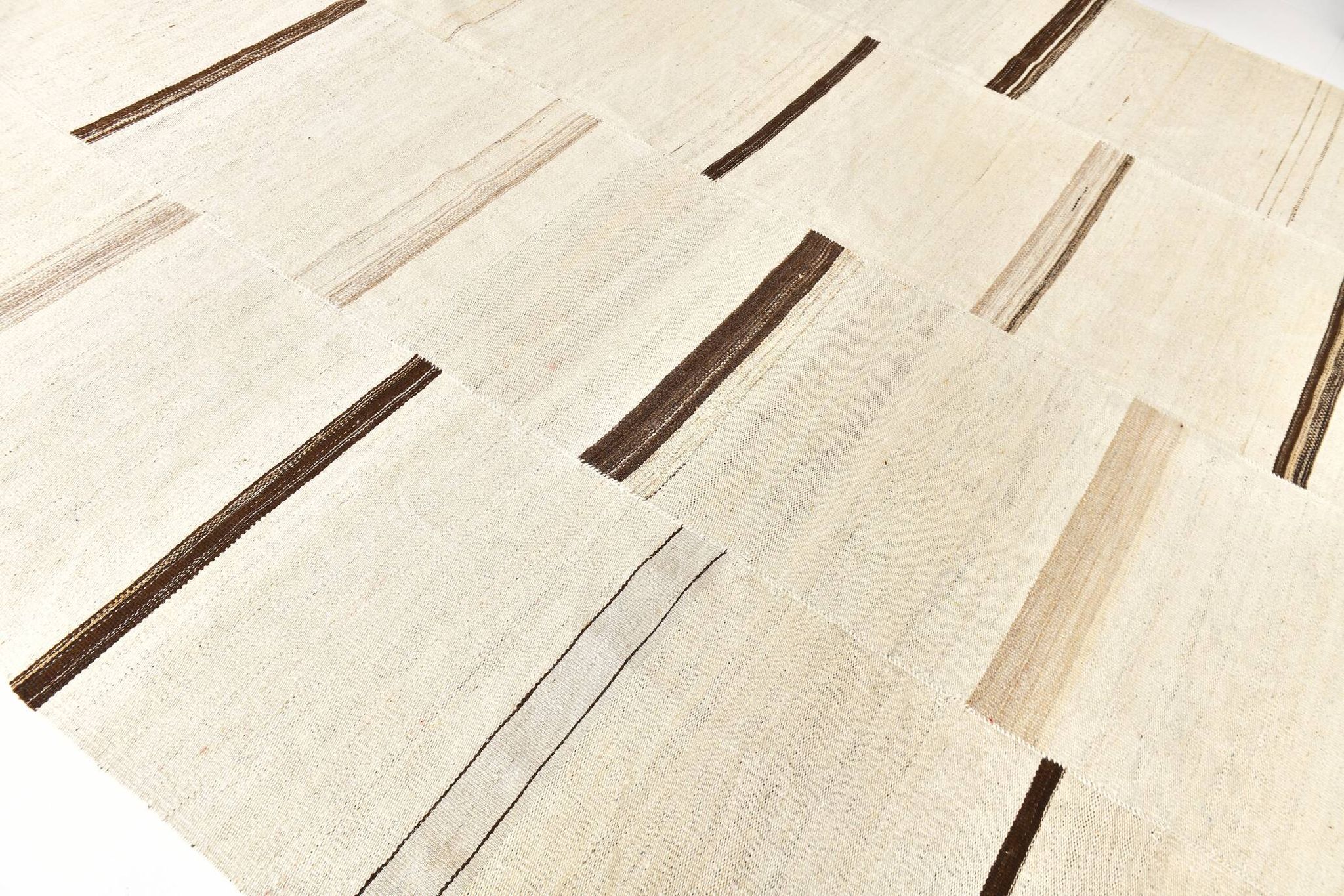 9x11 Beige & Light Brown Handwoven Kilim Rug For Living Room, 262x338 Cm