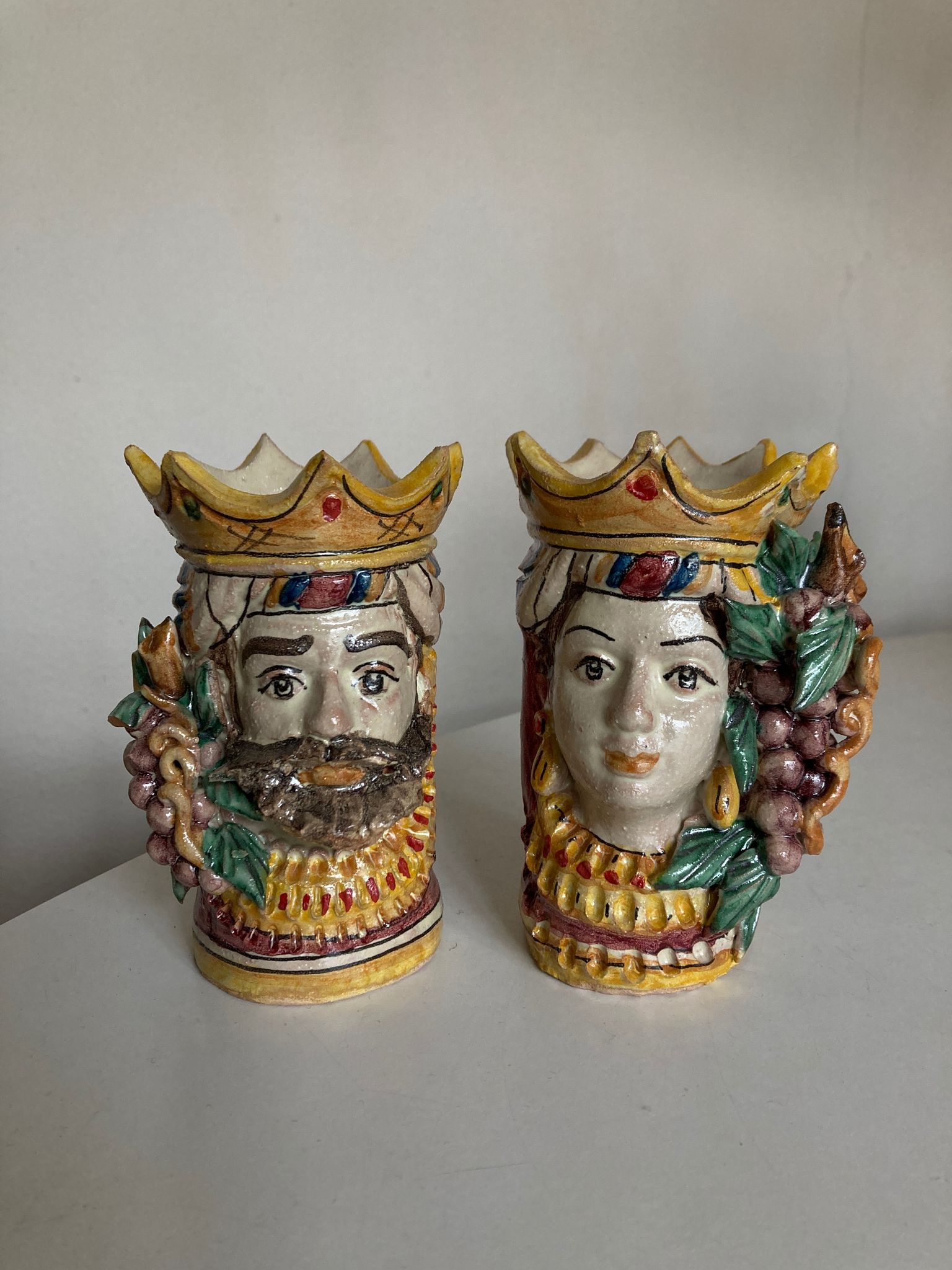 Pair of Moro head vases Caltagirone Italian design Sicily
