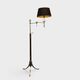 Reading Lamp in Mahogany and Gold Brass with Articulated Arm and Tripod Base