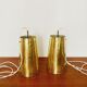 Set of 2 large Mid Century Modern perforated brass pendant lamps