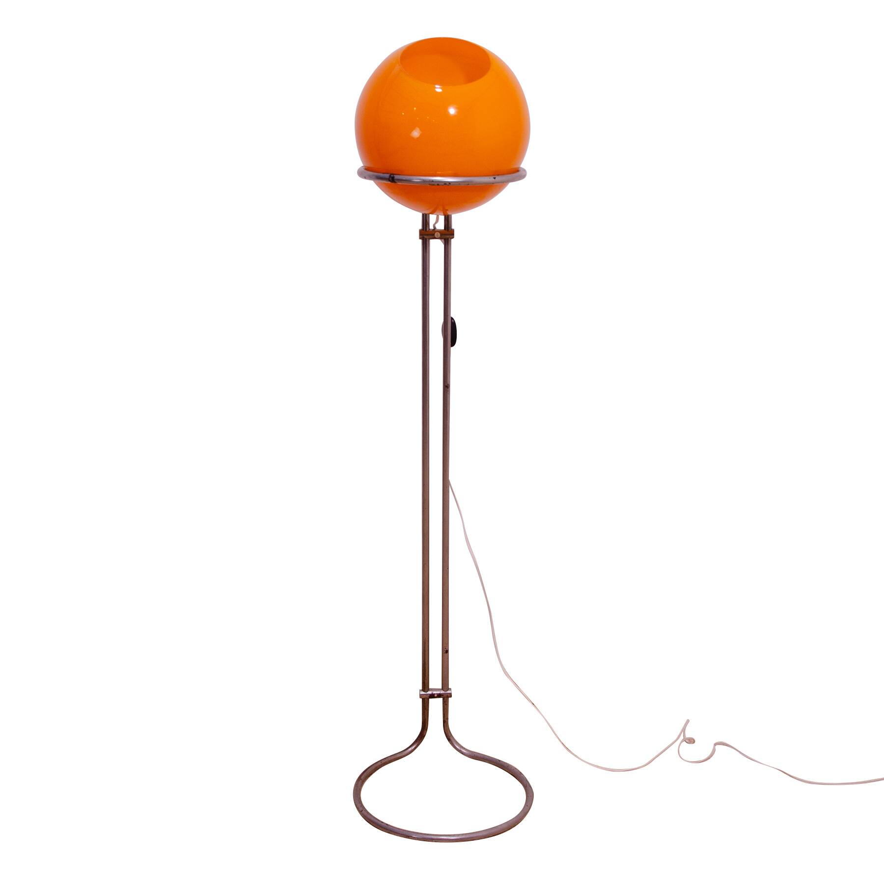 Atomic age Orange glass floor lamp by Tibor Hazi, Hungary, 1973