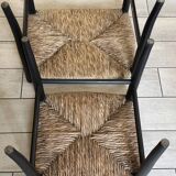 Vintage straw nesting stools, 60s design