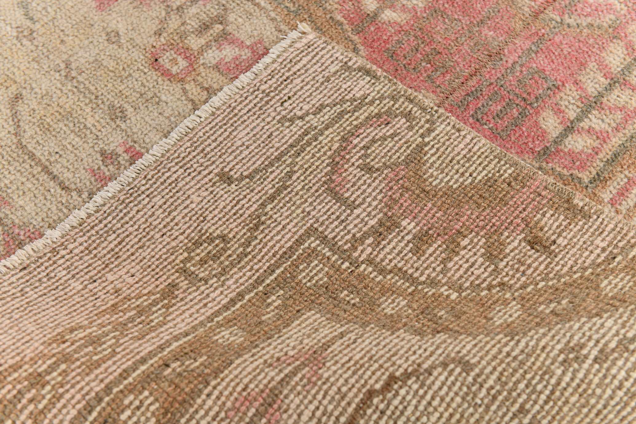 2x7 shades of red & beige vintage runner rug, 77x222cm