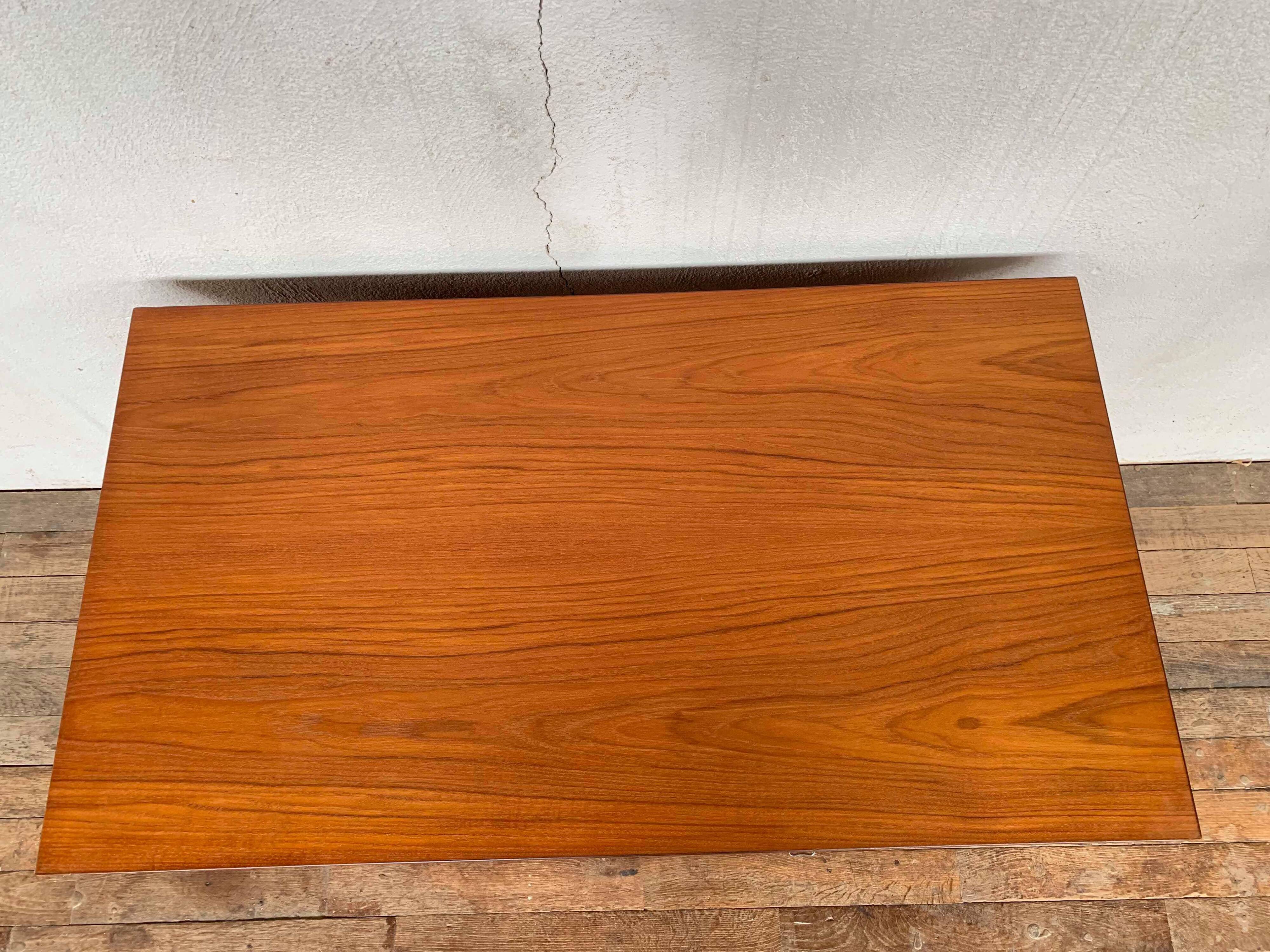 Bureau scandinave teck 1950 1960 vintage rétro ancien - pieds compas - 3 tiroirs - LEGRAND D