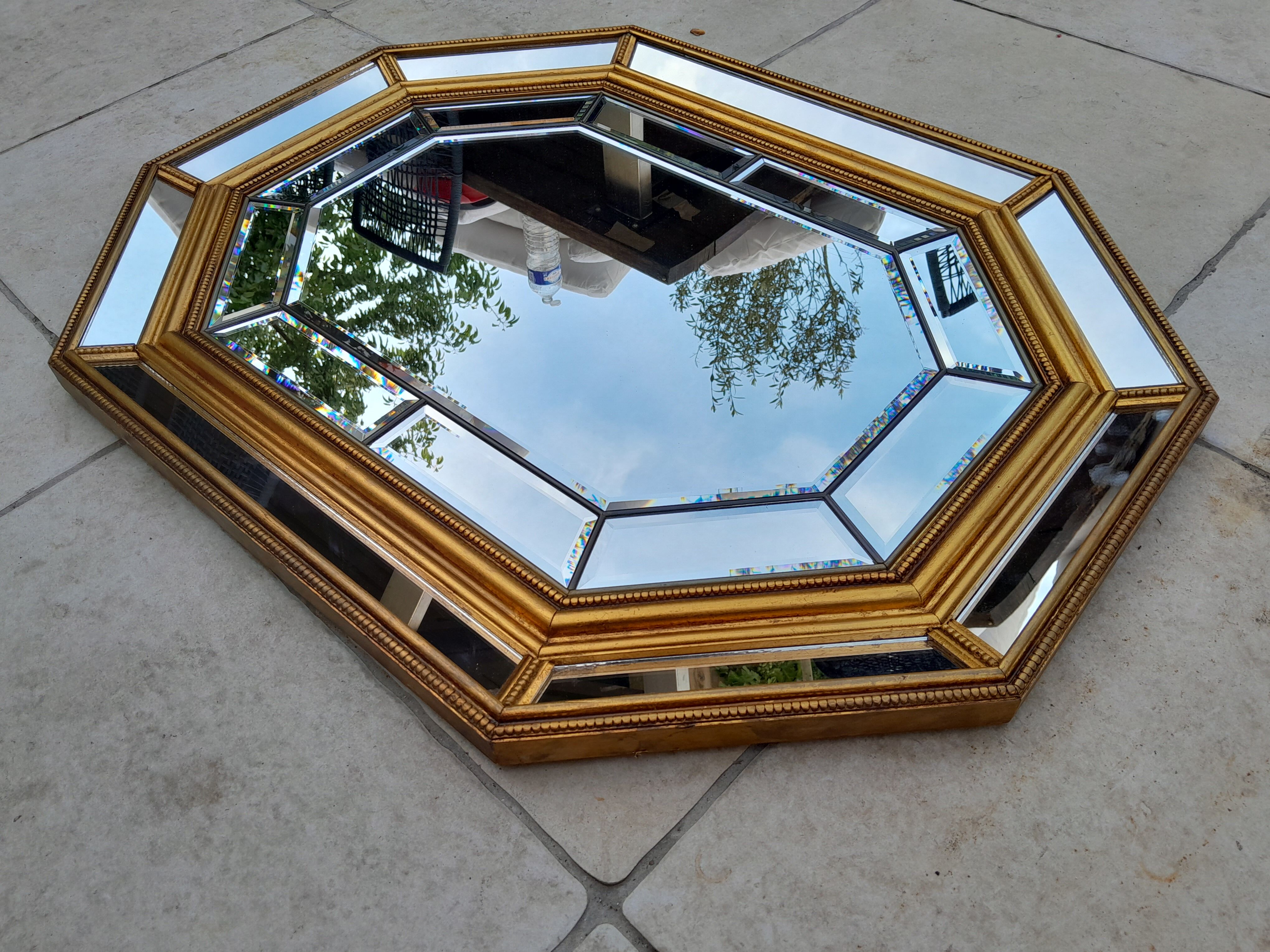Venetian mirror 70s in wood and brass 69x90cm