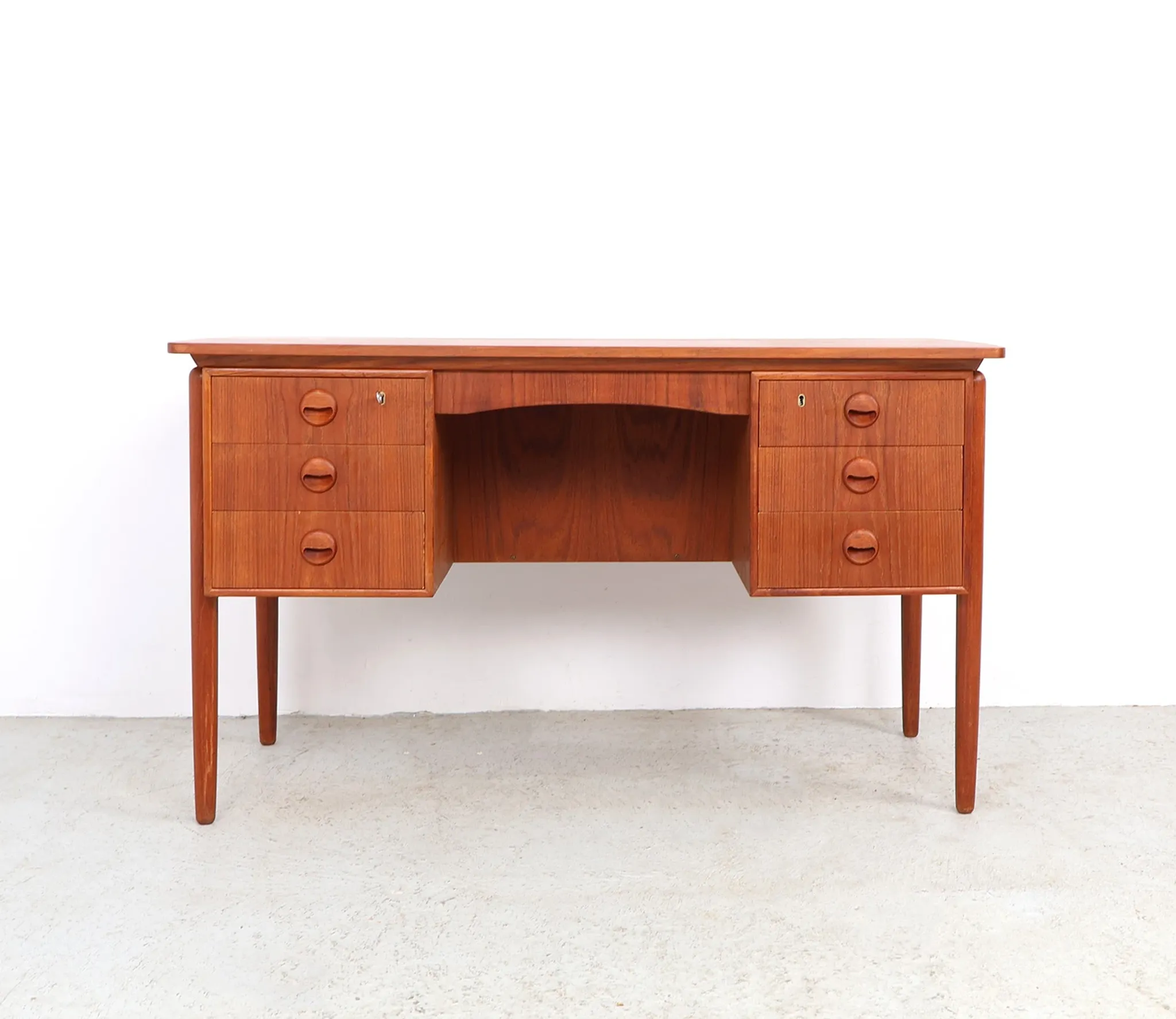 Danish teak writing desk with open storage compartment, 1960s