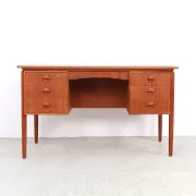 Danish teak writing desk with open storage compartment, 1960s