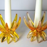 Friedel Lotus Lucite candle holders Germany 1960 x3