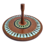 Plateau à fromages bois décor émaillé vintage