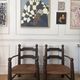 Paire de fauteuils en bois et paille  Charles Dudouyt 