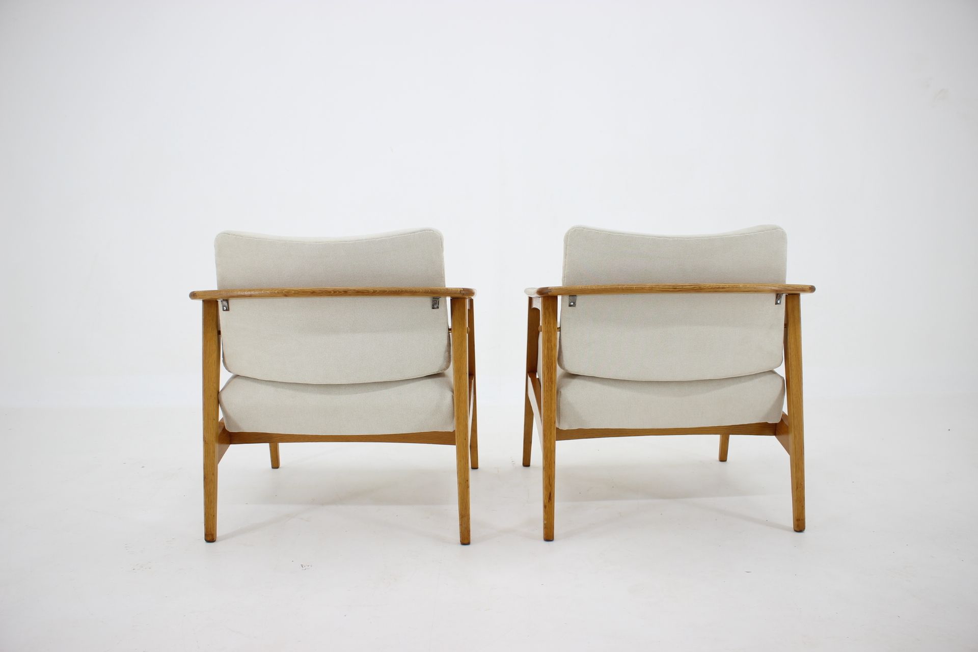 1960s Pair of Oak Armchairs, Czechoslovakia