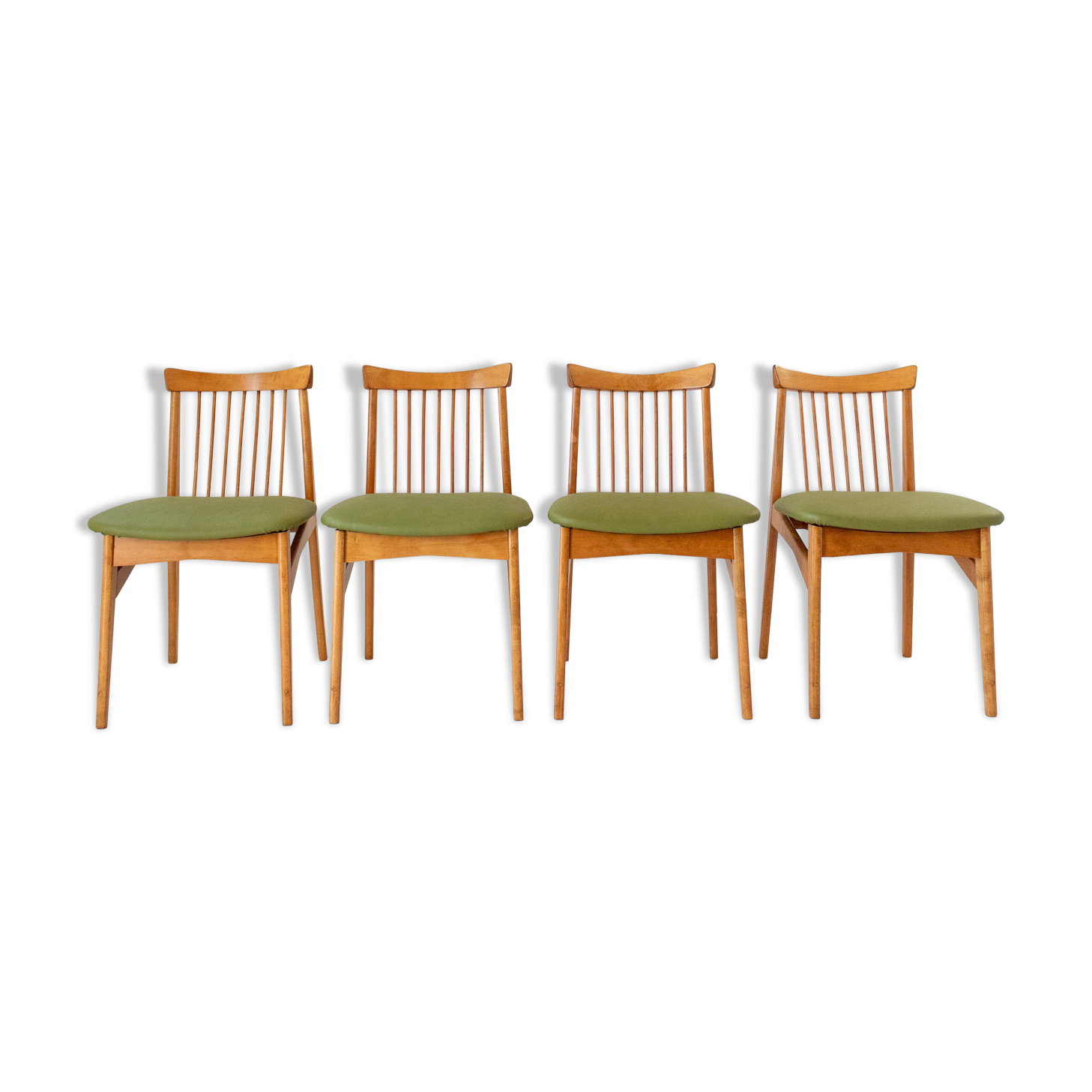 Four Mid-Century Modern Italian Wood Dining Chairs in the Style of Ico Pari