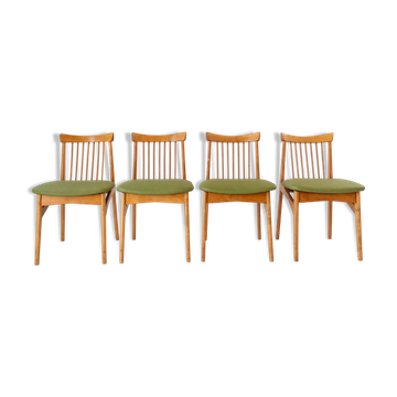 Four Mid-Century Modern Italian Wood Dining Chairs in the Style of Ico Pari
