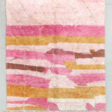 Moroccan Berber carpet beni ouarain pink mottled with colorful patterns and engraved 294x250cm